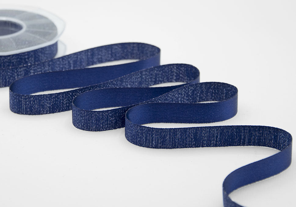 raso boutique lamè 16 mm blu scuro