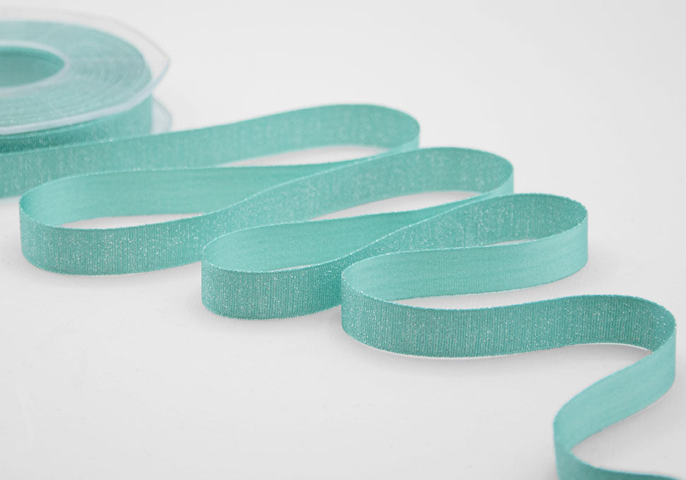 raso boutique lamè 16 mm verde acqua marina