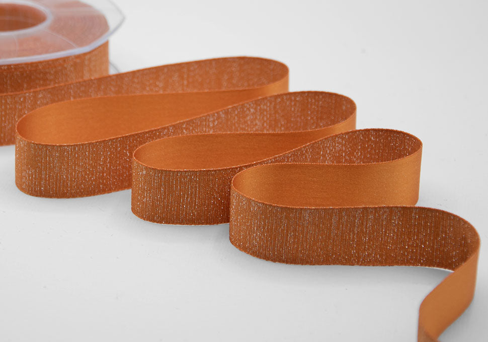 raso boutique lamè 25 mm arancio pesca