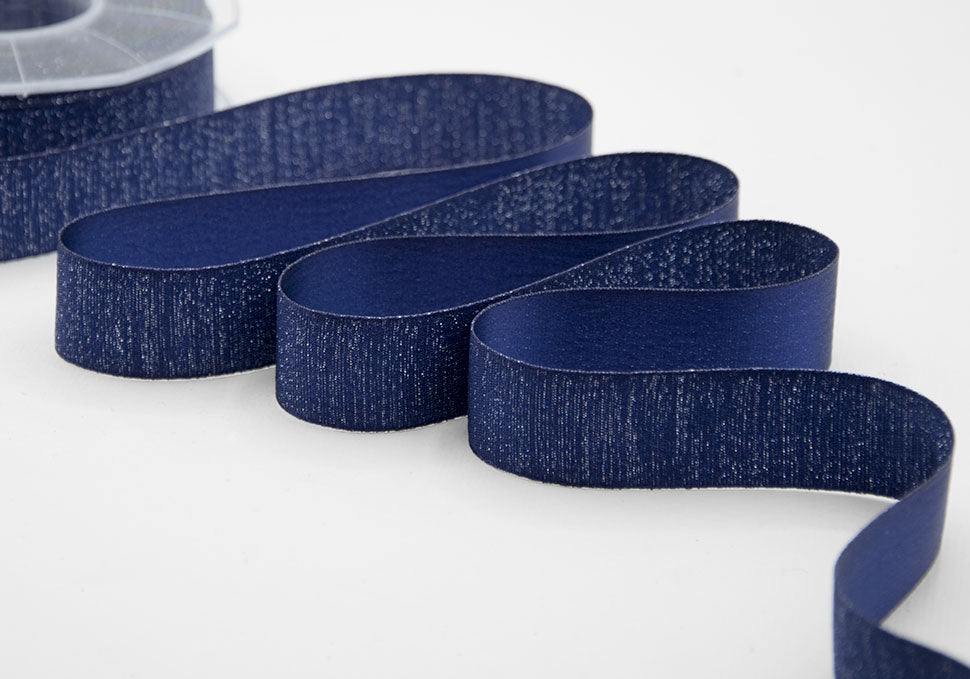 raso boutique lamè 25 mm blu scuro