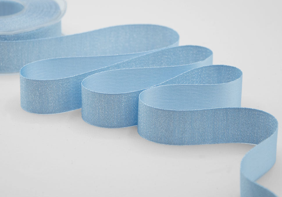 raso boutique lamè 25 mm azzurro baby