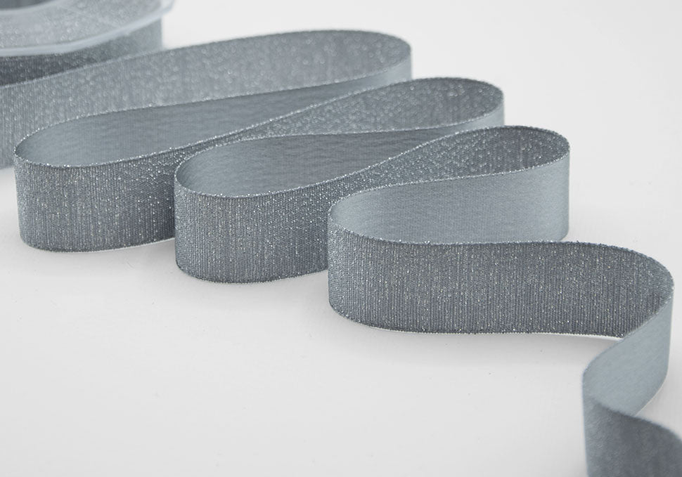 raso boutique lamè 25 mm grigio scuro