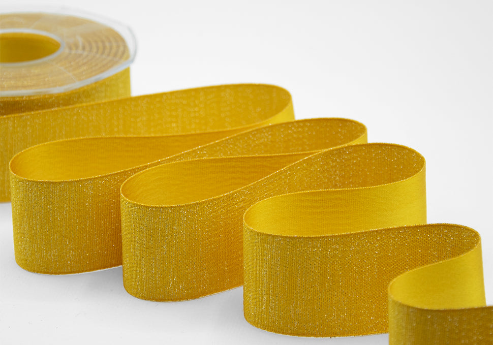 raso boutique lamè 40 mm giallo sole