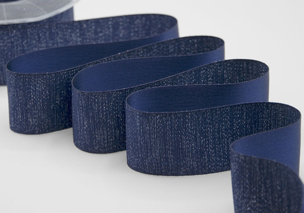 raso boutique lamè 40 mm blu scuro