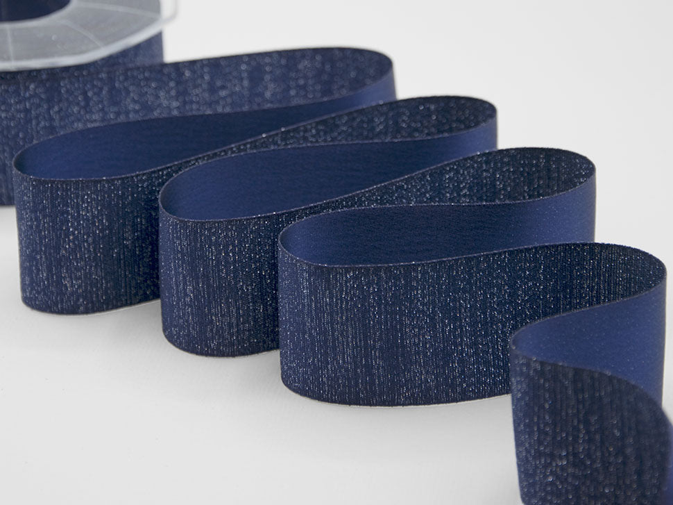 raso boutique lamè 40 mm blu scuro