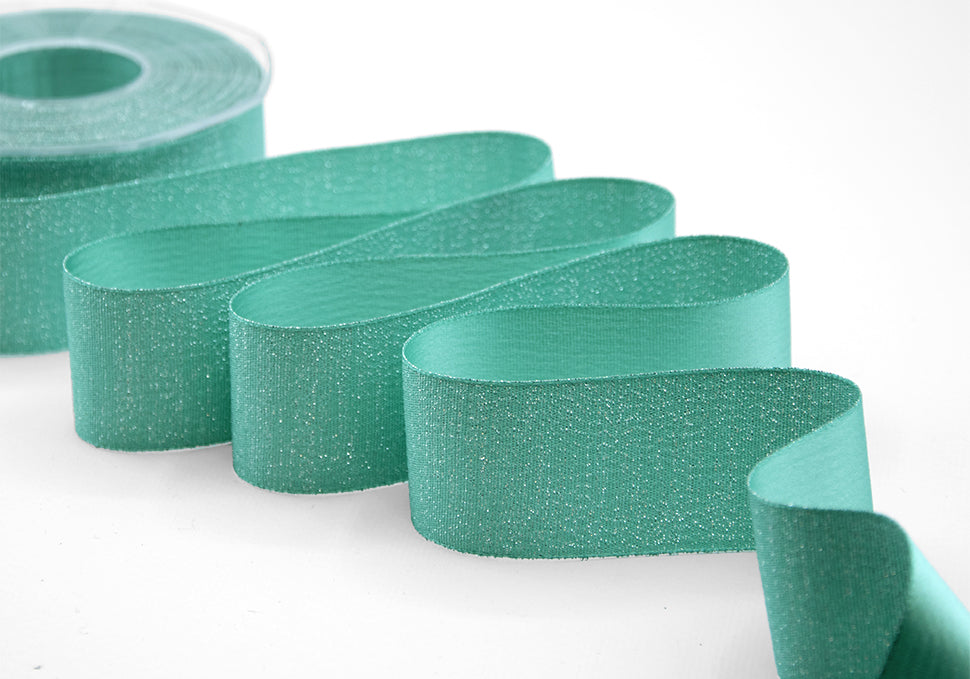 raso boutique lamè 40 mm verde acqua marina
