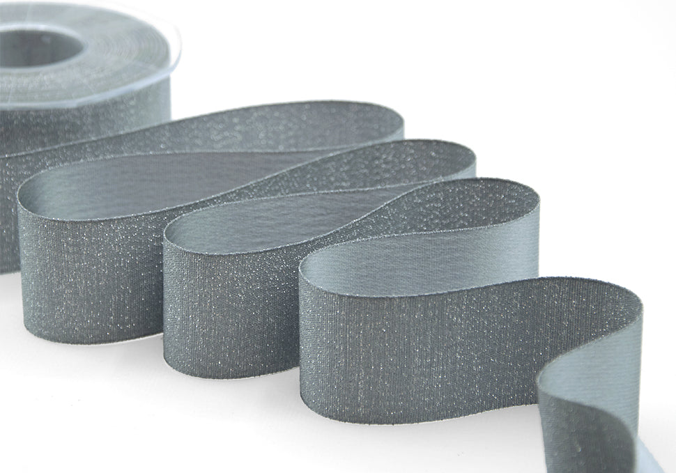 raso boutique lamè 40 mm grigio scuro