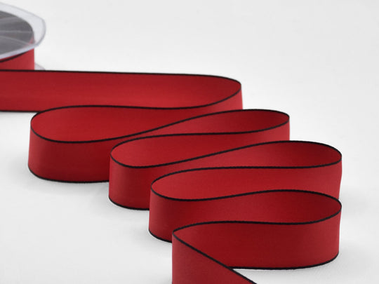 doppio raso opaco bordi neri 25 mm rosso