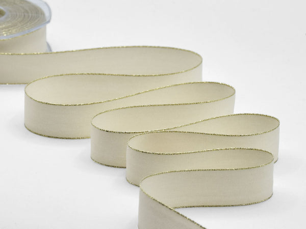 Polycotton Gold Edges 25 MM Ivory