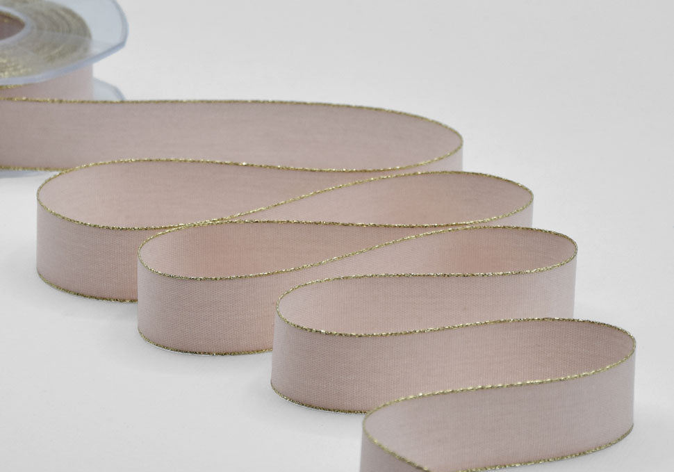policotone bordi oro 25 mm rosa cipria