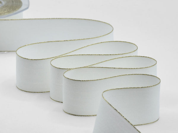 Polycotton Gold Edges 40 MM Natural White