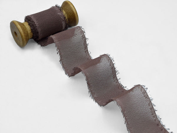 Crêpe Silk Effect Fringed Burgundy 40mm