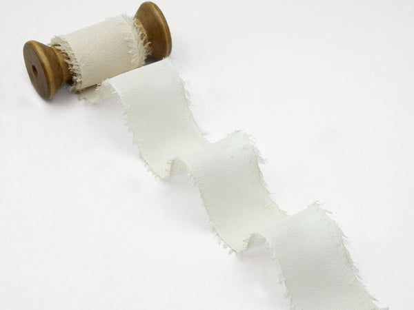 Crêpe Silk Effect Fringed Ivory 40 mm