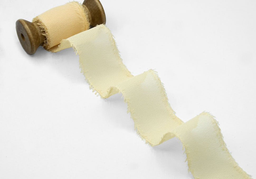 crepe effetto seta sfrangiato 40 mm champagne