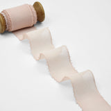crepe effetto seta sfrangiato 40 mm rosa cipria