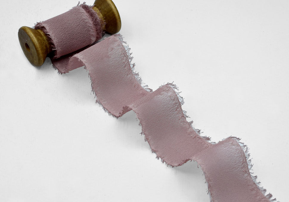 crepe effetto seta sfrangiato 40 mm cipria scuro