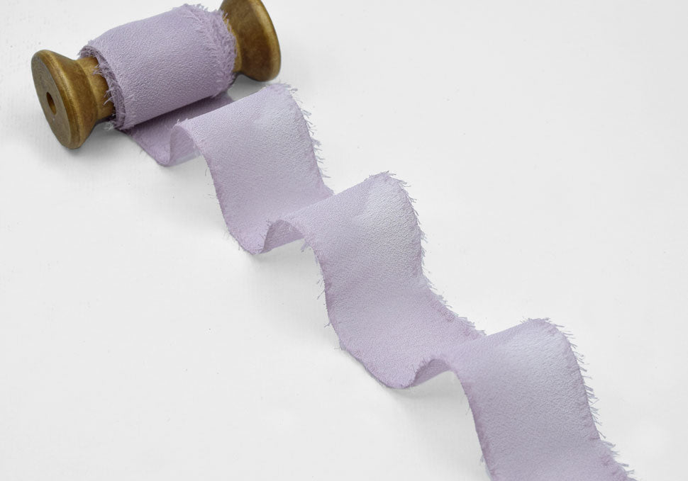 crepe effetto seta sfrangiato 40 mm malva chiaro