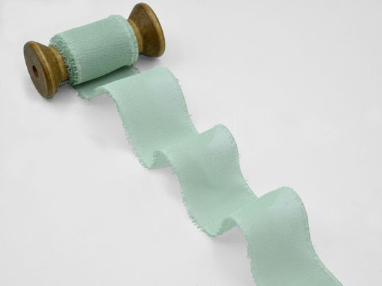 crepe effetto seta sfrangiato 40 mm verde mare