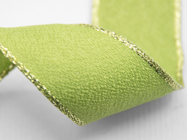Sable Lurex edges with copper 15 mm green pistachio