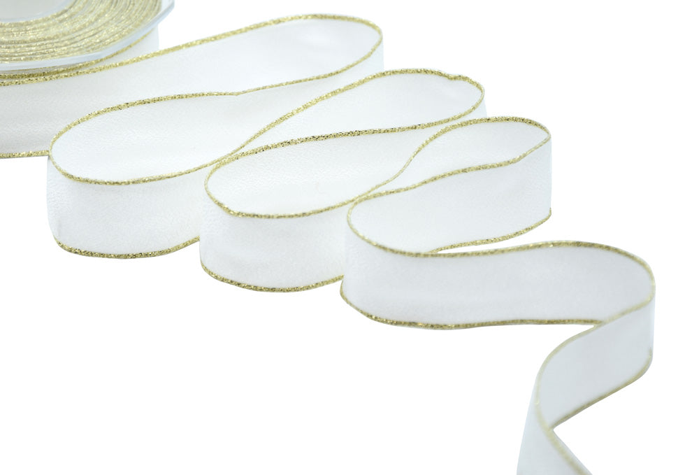 sablè bordi lurex 25 mm bianco naturale / oro