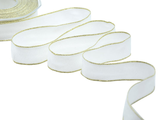 sablè bordi lurex 25 mm bianco naturale / oro