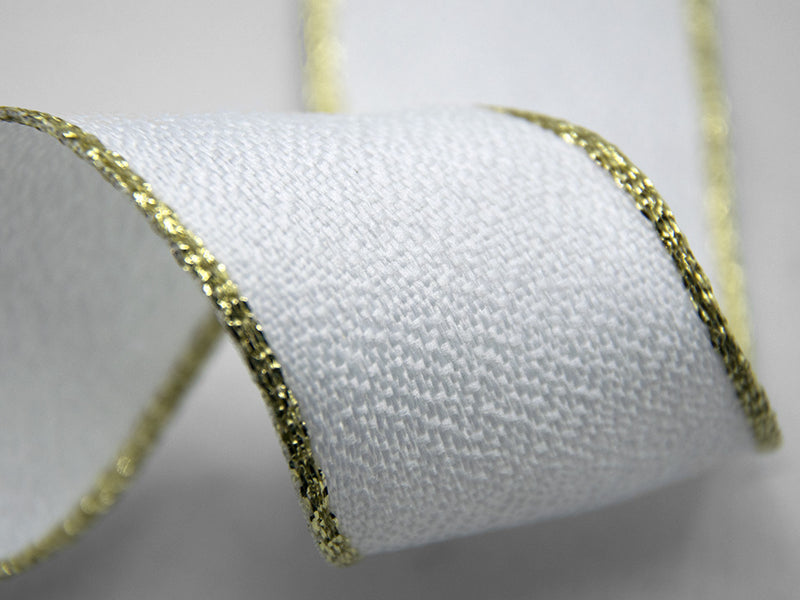 Sable Bordi Lurex Con Rame 25 mm Bianco Naturale Oro