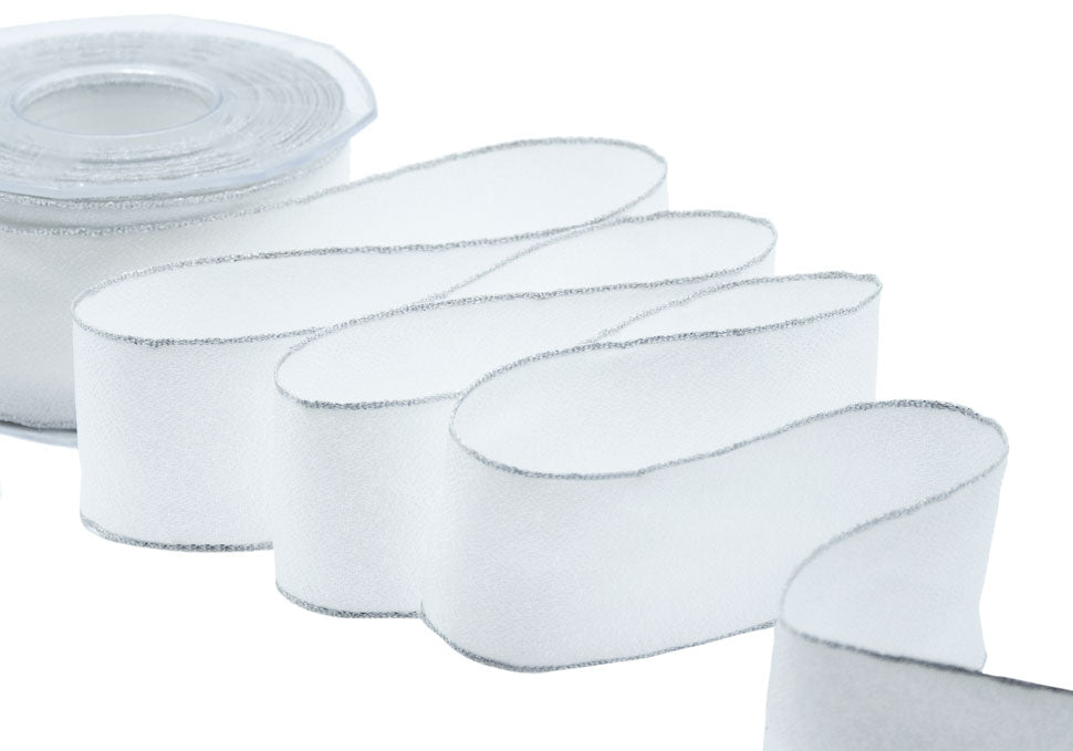 sablè bordi lurex 40 mm bianco naturale / argento