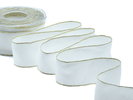 sablè bordi lurex 40 mm bianco naturale / oro