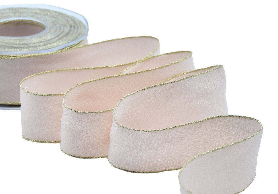 sablè bordi lurex 40 mm rosa cipria