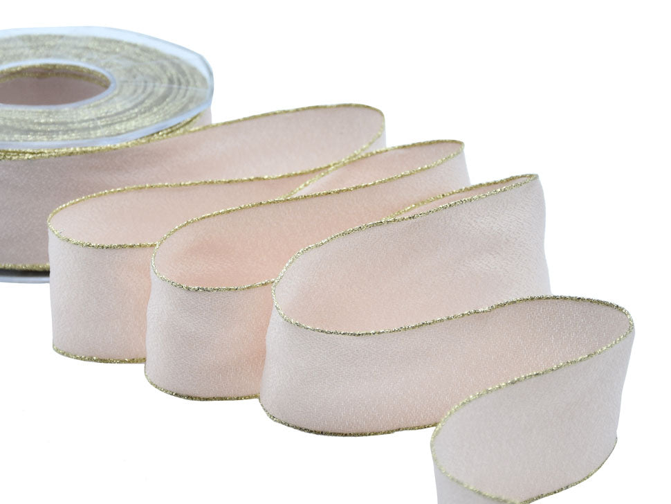 sablè bordi lurex 40 mm rosa cipria