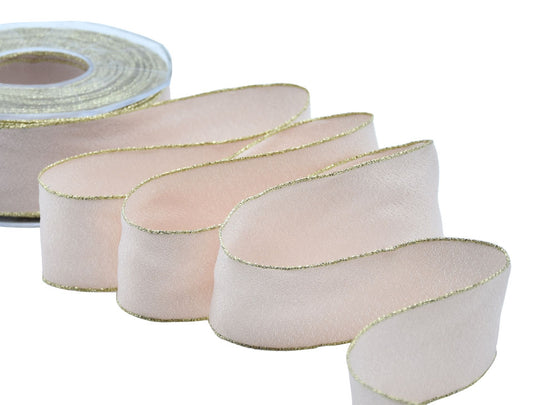 sablè bordi lurex 40 mm rosa cipria