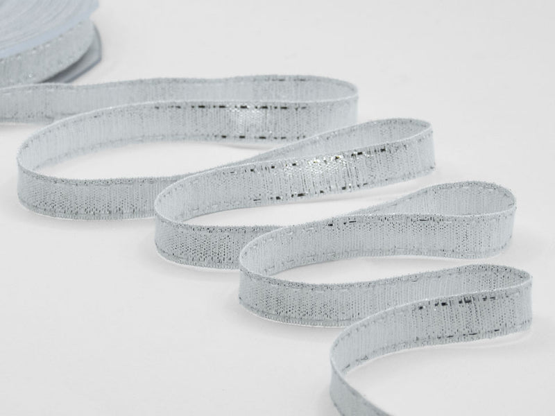 Rustic Lamé 15 mm with Stitching Silver