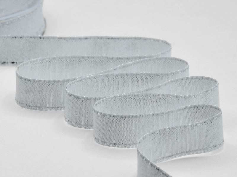 Rustic Lamé 25 mm with Stitching Silver