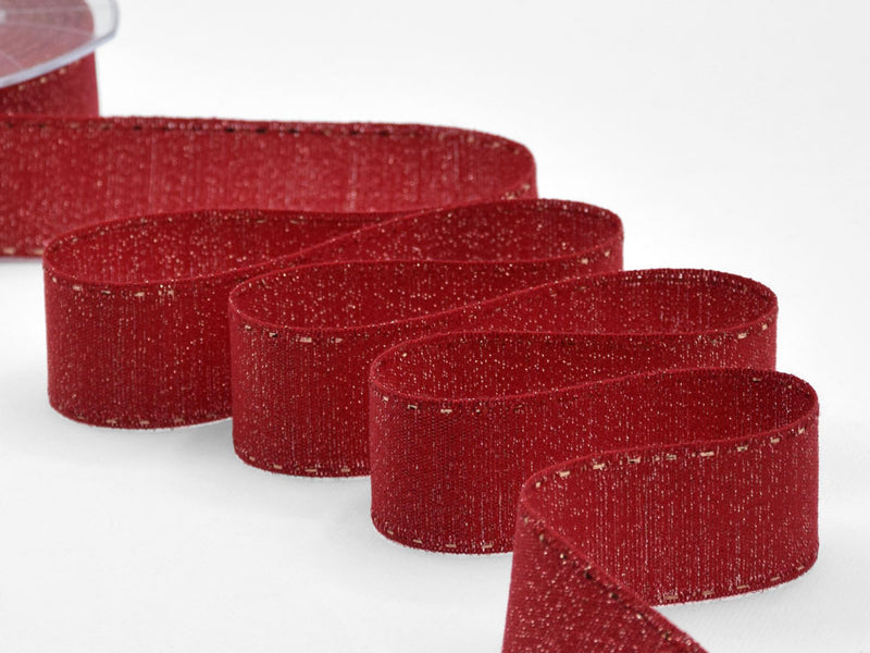Rustic Lamé 40 mm with Stitching Red