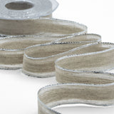 Nastro Lino Degradè 30 mm Bordi Rame Colorati Argento