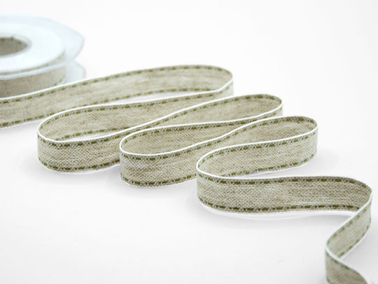 Nastro Lino Canapa Impuntura 17 mm Verde Pistacchio