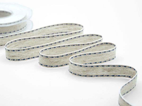 Ribbon linen hemp stunctura17 mm dark blue