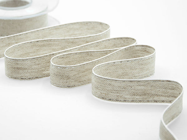 Ribbon linen hemp stuntura26 mm silver