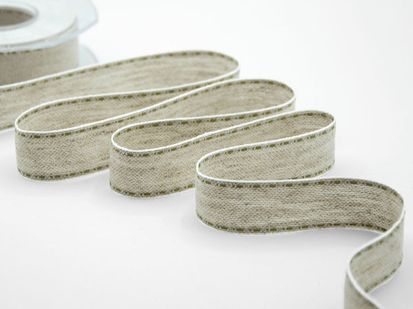 Ribbon linen hemp stuntura26 mm green pistachio