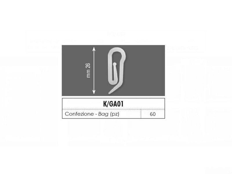 Fettuccia Arricciatende 1 Tasca 2 Corde 32mm con 60 Ganci