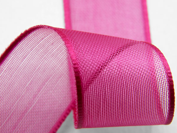 3 mm Fuchsia peony Satin Borders Veil