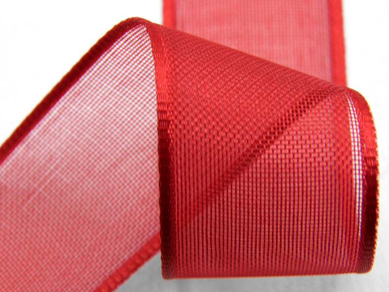6 mm de bordures satinées rouges voile