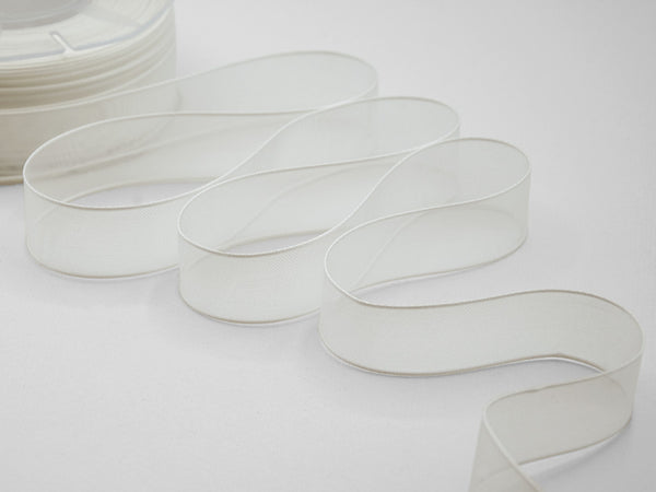 velo bordi raso 25 mm bianco naturale