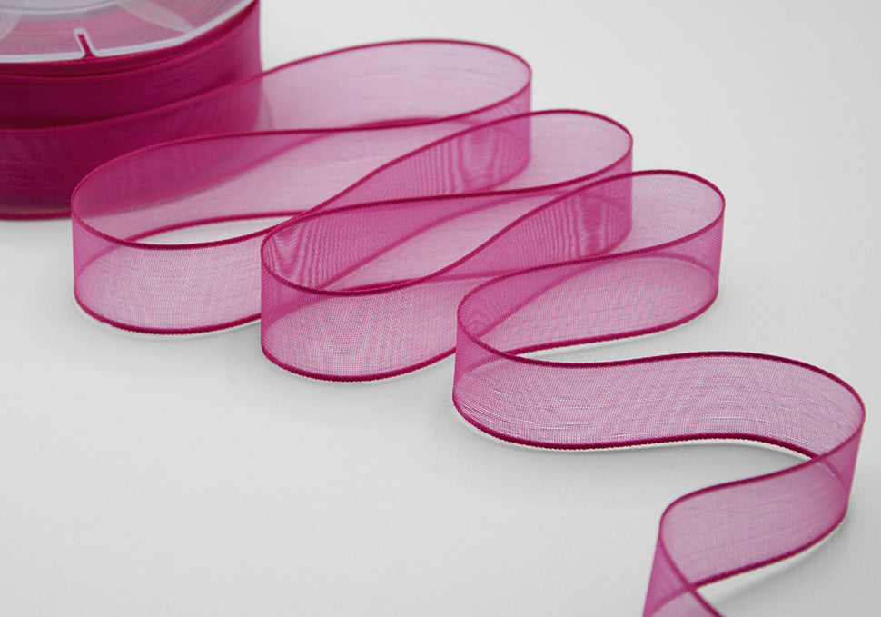 velo bordi raso 40 mm fuxia peonia