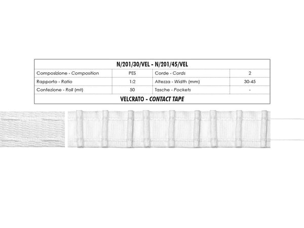 Fettuccia Velcrata Per Tende 2 Corde 30mm