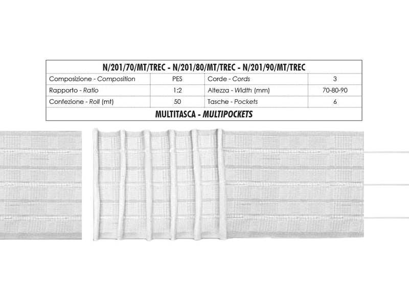 Nastro arricciatenda fettuccia per effetto wave – onda passo 6cm e passo  8cm altezza 7,5 cm – Soffice Piuma