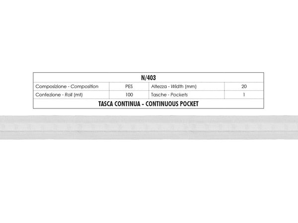 Ruban Fronceur 1 poche 22mm