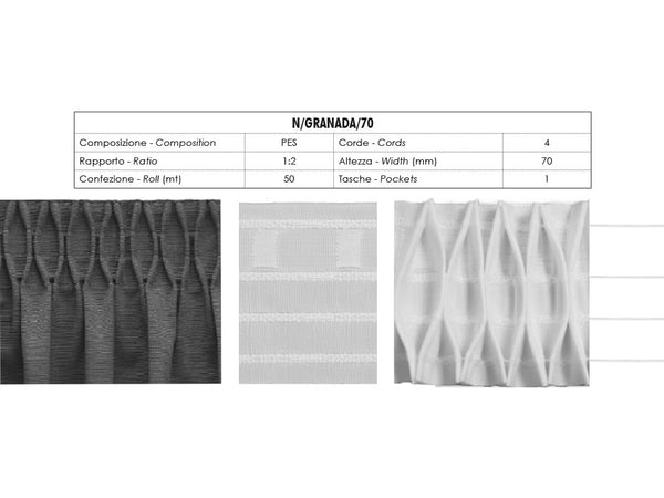 Honeycomb Curtain Tape 1 Pocket 4 Strings 70mm