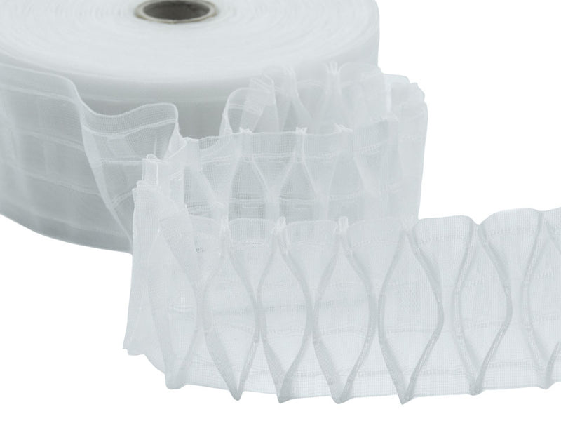Fettuccia Trasparente Arricciatende A Nido D'Ape 2 Tasche 4 Corde 80mm