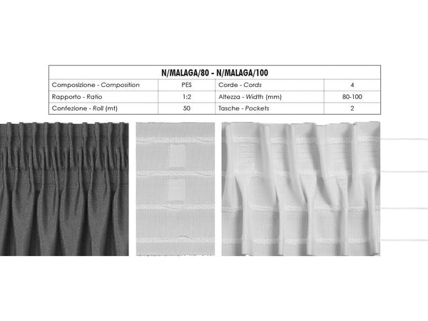 Curtain Tape With Folds 2 Pockets 4 Strings 100mm